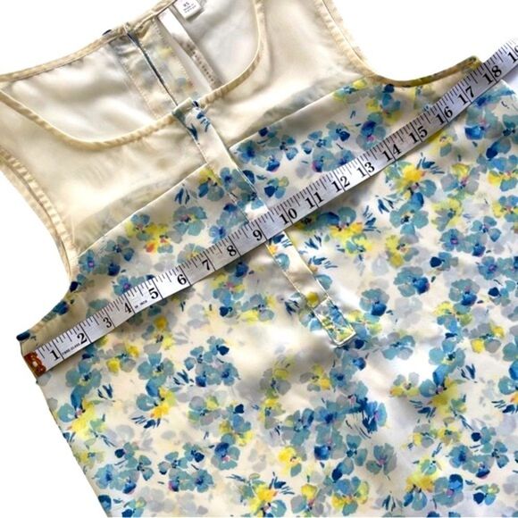 LC Lauren Conrad Yellow & Cornflower Blue Chiffon Sleeveless Blouse Size XSmall - Picture 9 of 10